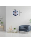 Lacivert Çiçek Desenli 36 Cm Duvar Saati