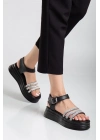 Lalen Siyah Kemerli Sandalet