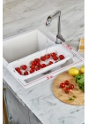 Lavoba İçi Sürgülü Açılır Kapanır Sebze Meyve Süzgeci Beyaz (Açık 38,5 Cm Kapalı 34,50 Cm )