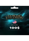 League of Legends 100 USD Gift Card USA