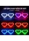 Led Işıklı Kalp Glow Pilli Parti Gözlüğü – 6 Adet / 5 Renk Set