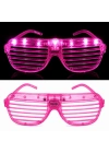 LED Işıklı Panjur Parti Gözlüğü Pembe Renk Gözlük