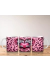 Leopar Desenli Kalpli Kedi Çifti – Baskılı Kahve Kupası