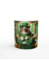 Leprechaun Şapkalı Avustralya Çoban Köpeği Temalı Baskılı Kupa Bardak