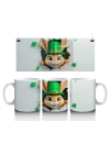 Leprechaun Şapkalı Sevimli Tavşan Figürü - Baskılı kahve kupası
