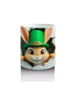 Leprechaun Şapkalı Sevimli Tavşan Figürü - Baskılı kahve kupası