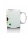 Leprechaun Şapkalı Sevimli Tavşan Figürü - Baskılı kahve kupası