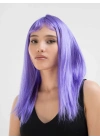 Lila Renk Uzun Düz Parti Peruğu