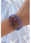 ® Lila Renk Zirkon Taşlı İpli Çoklu Bileklik