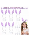 Lila Tavşan Sahne Seti 6'lı Set Taç Papyon Kuyruk