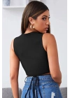 Kadın Siyah Çapraz Bağlamalı Crop Top Büstiyer