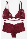 Kadın Bordo Özel Şık Sütyen Külot Takımı