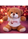 Love Baskılı Tişörtlü Kahverengi Peluş Ayıcık
