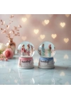 Love Story Mini Kar Küresi - Işıklı - 7x4 cm - Pilli Romantik Hediye