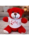 Love Tişörtlü Kırmızı Peluş Ayıcık