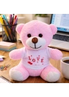 Love Tişörtlü Pembe Peluş Ayıcık