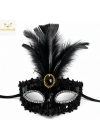 Lüks Siyah Tüylü Taşlı Balo Maskesi