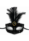 Lüks Siyah Tüylü Taşlı Balo Maskesi