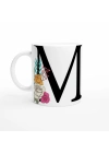 M Harfi Çiçek Motifli Kupa Bardak