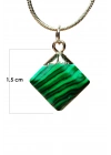 Malakit Doğal Taşı Zincirli El Yapımı Kolye Uç: 1,5 cm Zincir: 20 cm Kutulu