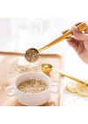 ®  Mandallı Kahve Ölçü Kaşığı Gold Çok Fonksiyonlu Paslanmaz Çelik Kaşık