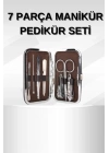 Manikür Pedikür Seti 7 Parça Tırnak Makası Kaş Makası Cımbız Çantalı