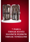 Manikür Pedikür Seti 7 Parça Tırnak Makası Kaş Makası Cımbız Çantalı