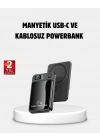 Manyetik Powerbank 15W Wireless Hızlı Şarj LED Ekranlı