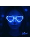 Mavi Led Işıklı Kalp Gözlük – 3 Modlu Parti & Glow Gözlüğü