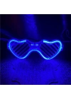 Mavi Led Işıklı Kalp Gözlük – 3 Modlu Parti & Glow Gözlüğü