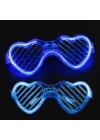 Mavi Led Işıklı Kalp Gözlük – 3 Modlu Parti & Glow Gözlüğü