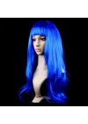 Mavi Renk Uzun Parti Peruğu
