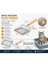 Metal Kedi Kumu Elek Kürek Ahşap Saplı Paslanmaz Kum Küreği 26 cm