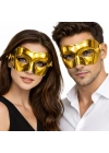 Metalize Parlak Parti Maskesi Altın Gold Renk 16x7 cm