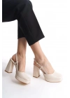 Mety Bej Cilt Topuklu Ayakkabı