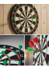 ® Kaliteli Ahşap Dart Tahtası 12 İnç 4 Adet Metal İğne Uçlu Ok