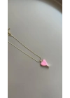 Mineli Kalp Kolye - Pembe
