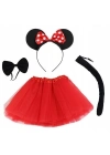 Minnie Mouse Kostüm Seti - Etek, Taç, Kuyruk, Papyon