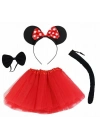 Minnie Mouse Kostüm Seti Etek Taç Kuyruk Papyon Gösteri Seti