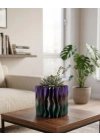 Modern Dalgalı Tasarımlı Mor 3D Dekoratif Vazo Ev Ofis Dekoru