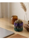 Modern Dalgalı Yüzey Tasarımlı Mor 3D Dekoratif Saksı Vazo