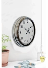 ® Modern Klasik 40 Cm Krom Metal Duvar Saati