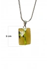 Moldavit Doğal Taşı Zincirli El Yapımı Kolye Uç: 2 cm Zincir: 20 cm Kutulu