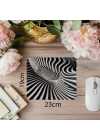 Monokrom Modern Stil Çizgili Mousepad - 19x23 cm 2 mm Dikdörtgen İthal Baskılı Mouse Pad