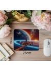 Mor Nebula Üzerinde Yüzen Astronot Mousepad - 19x23 cm 2 mm Dikdörtgen İthal Baskılı Mouse Pad