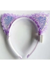 Mor Pullu Led Işıklı Kedi Kulak Taç