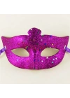 Mor Renk Simli Yıldızlı Kostüm Partisi Maskesi 17x10