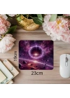 Mor Renkli Portal ve Asteroitli Mousepad - 19x23 cm 2 mm Dikdörtgen İthal Baskılı Mouse Pad