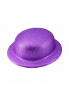 Mor Simli Melon Şapka | İnce Plastik Glitter Yetişkin Parti Şapkası