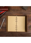 Mor Yaprak Desenli Deri Defter - Roller Metal Kalem - Özel Hediye Seti